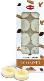HEM Palo Santo Candle Tea Lights Scented- (10 Packs, 5 hrs Long Burn) Natural So... - Image 2