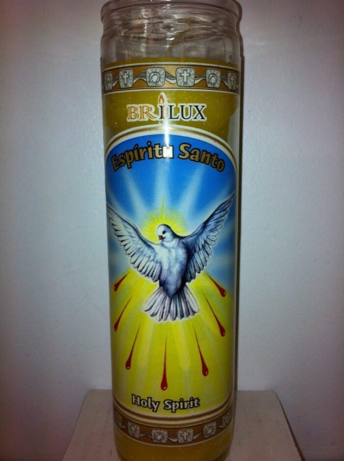 Holy Spirit (Espiritu Santo) 7 Day Unscented Candle in Glass - Image 2