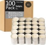 HomeLights Unscented Tealight Candles - 100 Pack, 8hr Smokeless White Votive Can... - Image 2