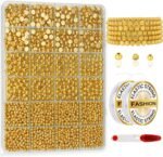 Hpebl 2240PCS Smooth Round 18K Gold Beads for Bracelet Making Kits 4MM/6MM Jewel... - Image 2