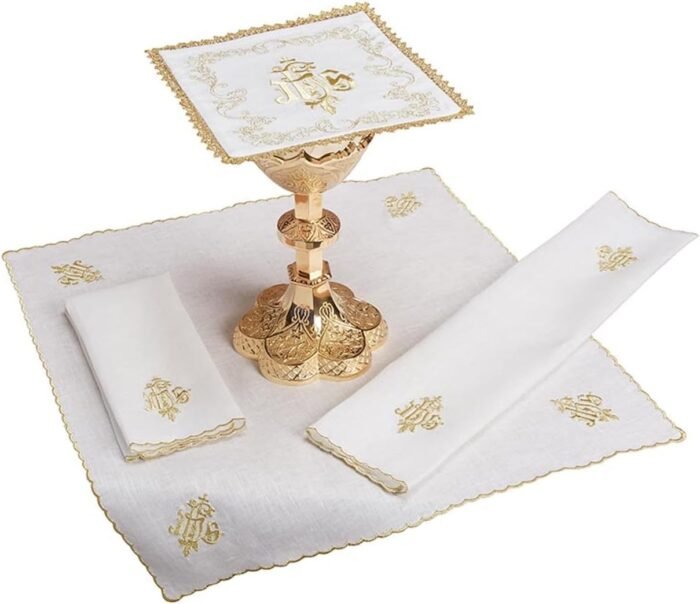 IHS Altar Linen Gift Set Traditional Catholic Church Supplies, 7 Inch Square - Image 2