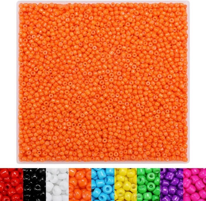 IOOLEEM Orange Seed Beads, 4000+pcs 3mm Glass Seed Beads, Seed Beads for Jewelry... - Image 2