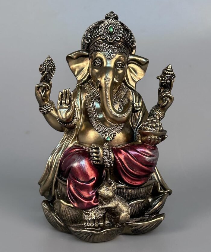 JORAE Ganesh Statue Elephant Buddha Sitting on Lotus Pedestal Lord Blessing Home... - Image 2