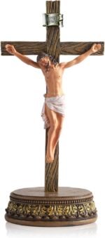 Jesus Cross Statue - Standing Crucifix for Home Decor and Altar, Catholic Cross ... - Image 2