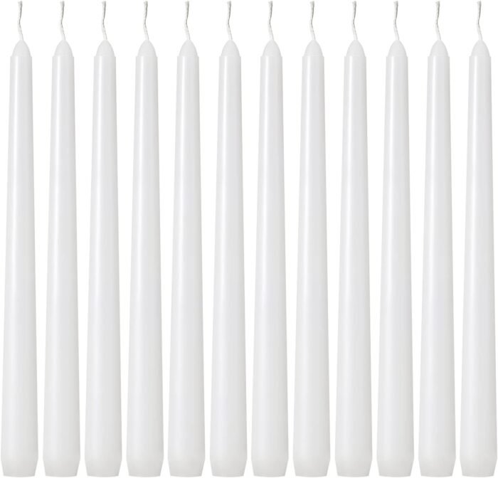 Kedtui Taper Candles 10 inch (H) Dripless, Set of 24 White Unscented and Smokele... - Image 2
