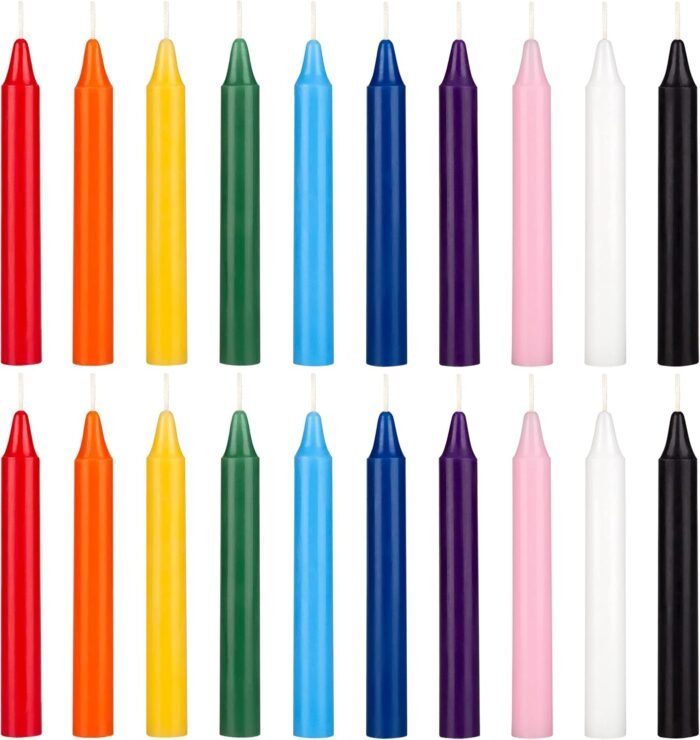 Mega Candles 20 pcs Unscented Assorted Colors Exquisite Mini Taper Spell Candles... - Image 2