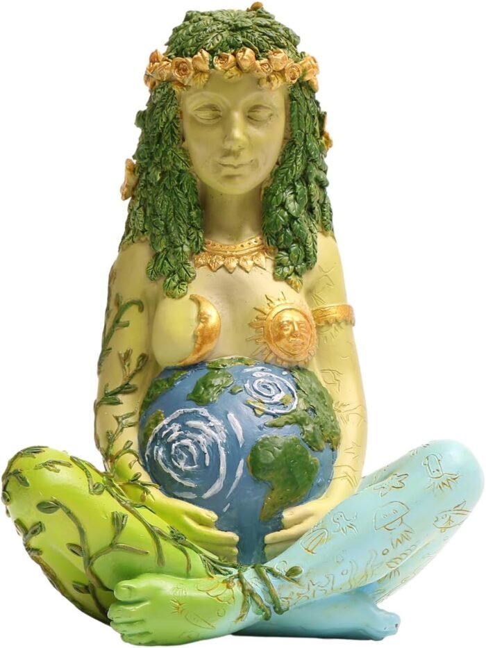 Mother Earth Statue, 7" Fertility Gaia Goddess Statue, Nature Pregnant Wiccan Al... - Image 2
