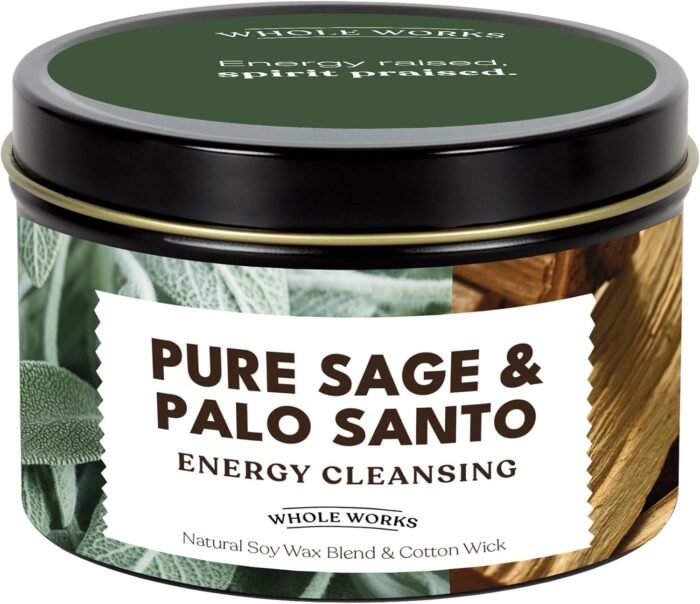 Premium Sage and Palo Santo Candle - Natural Soy Wax, Cotton Wick, Phthalate Fre... - Image 2