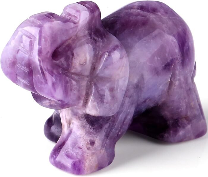 QINJIEJIE Amethyst Elephant Decor Statue Crystals Healing Stones Crystal Pocket ... - Image 2