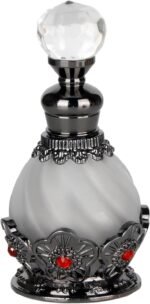 SEVENBEES 15ml Vintage Glass Perfume Bottle with Antique Silver Flower Figurine ... - Image 2
