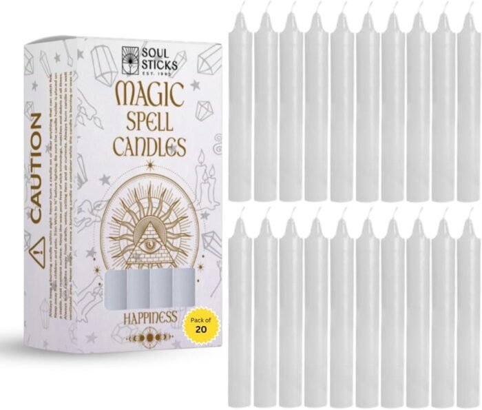 SOUL STICKS Happiness Magic Spell Chime Candles White Taper Candles 20 Pack - Ta... - Image 2