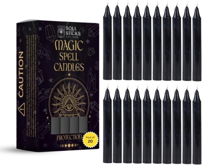 SOUL STICKS Protection Magic Spell Chime Taper Candles Black 20 Pack - Colored U... - Image 2