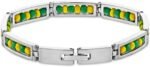 Stainless Steel Unisex Link Wristband Inside Green and Yellow Beaded Babalawo Or... - Image 2