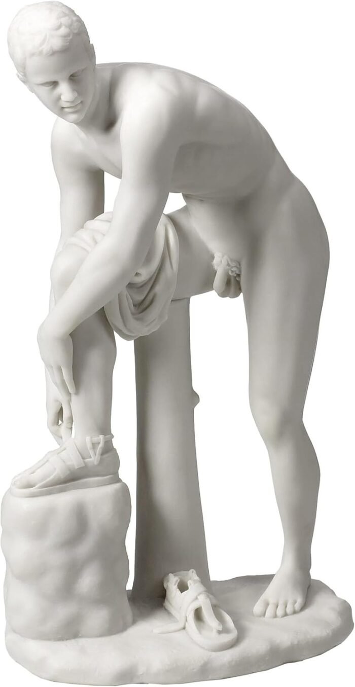 Veronese Design 10 Inch Hermes Fastening Sandle Resin Statue Marble White Finish... - Image 2