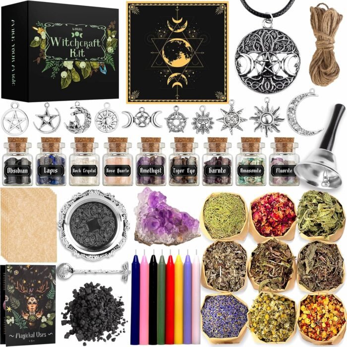Witchcraft Supplies Kit for Spells, 56 PCS Witch Box Include Dried Herb Crystal ... - Image 2