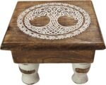 Wooden Handmade Engarved Small Altar Table, Meditation Table, Wiccans Altar Tabl... - Image 2