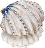 YU FENG Seashell Figurine Trinket Box Hinged Crystals Jeweled Painted Enameled C... - Image 2