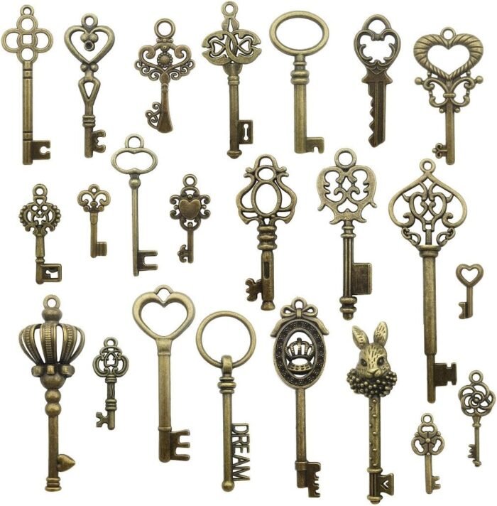 Youdiyla Vintage Skeleton Key in Antique Bronze Style - Set of 46pcs (HM107) - Image 2