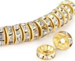 ZHIYUXI 200PCS Gold Spacer Beads for Jewelry Making 8mm Crystal Rhinestone Ronde... - Image 2