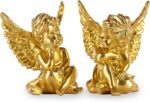 orenm 2 Pack Resin Cherubs Gold Angel Statue Figurine, Garden Sleeping Cherub St... - Image 2