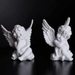 orenm 2 Pack Resin Cherubs White Angel Statue Figurine, Garden Sleeping Cherub S... - Image 2
