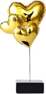 suruim Resin Balloon on Stand Gold Decor Accents,Gifts Modern Heart Decor Love S... - Image 2