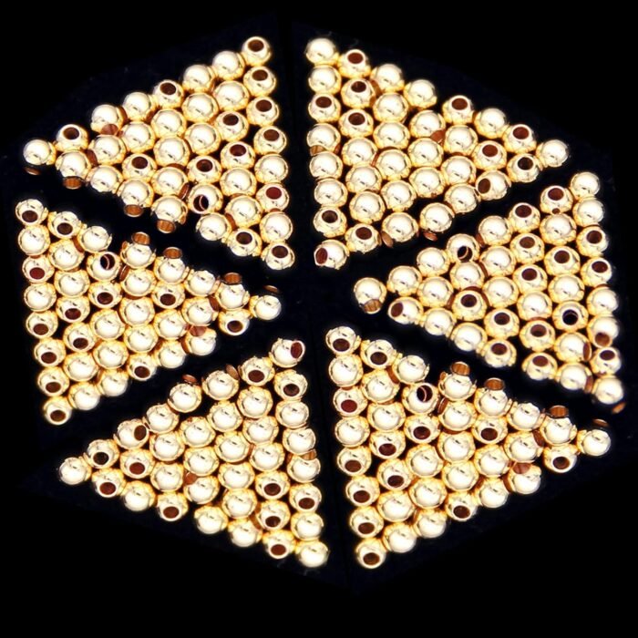 100Pcs 14k Gold Filled Spacer Beads for Jewelry Making, 4mm Round Golden Beads - Image 2