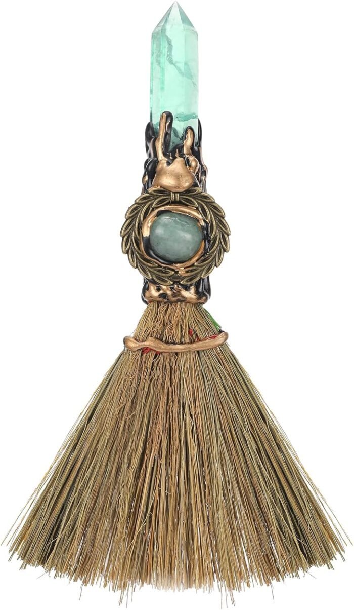 Witch Broom Green Crystal - Witch Wiccan Altar Broom Witchcraft Witches Pagan Al... - Image 3