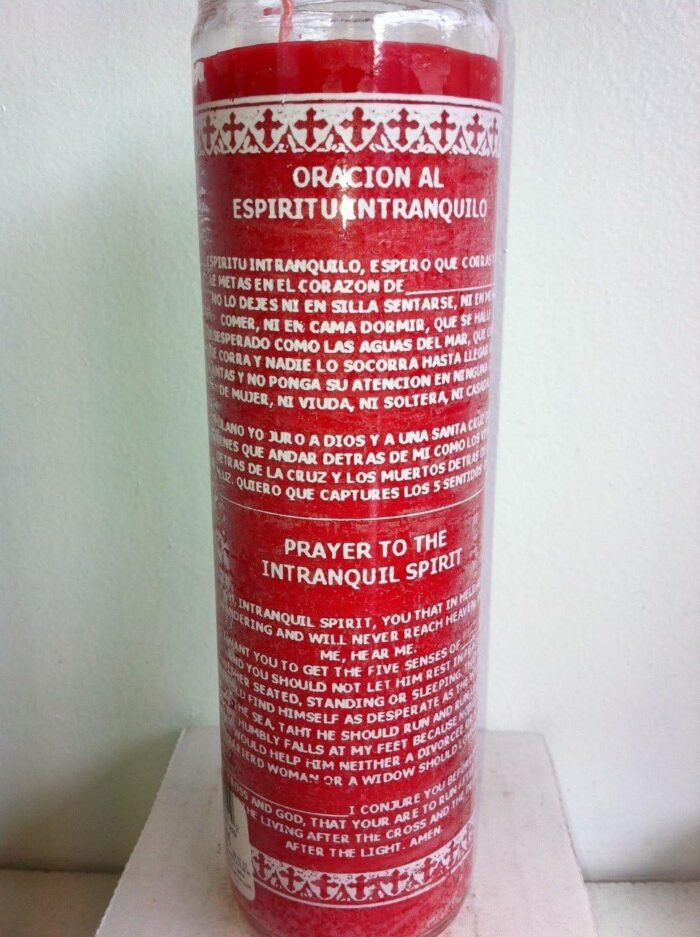 Unstill Spirit (Espiritu Intranquilo) 7 Day 1 Color Unscented Red Candle in Glas... - Image 3