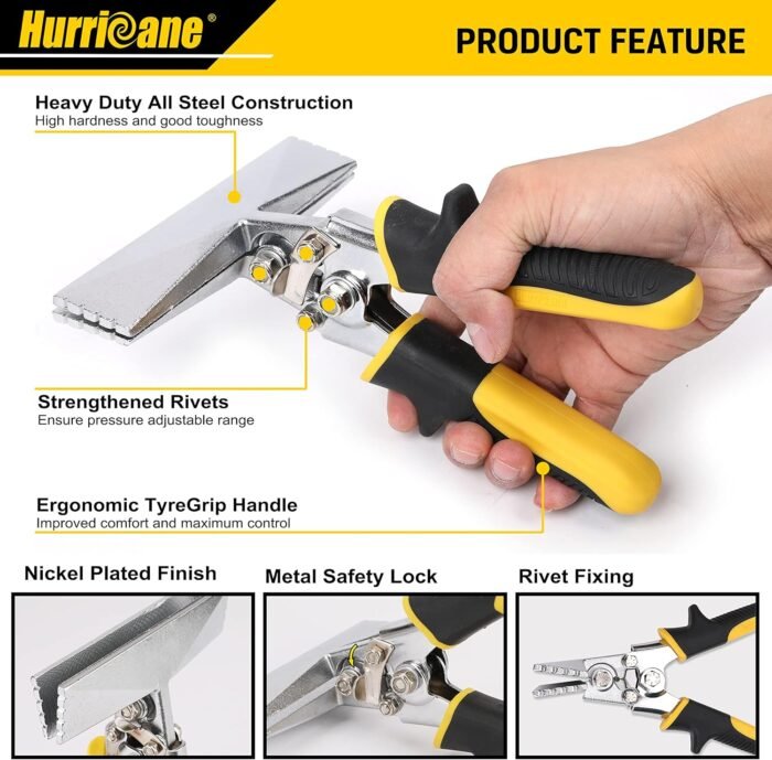 HURRICANE 6-Inch Straight Jaw Sheet Metal Hand Seamer, Bender Tool for Flattenin... - Image 3