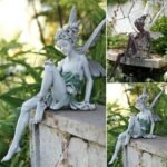 Angel Figurine Outdoor Fairy Statue - White 9'' Resin Garden & Home Decoration -... - Image 3