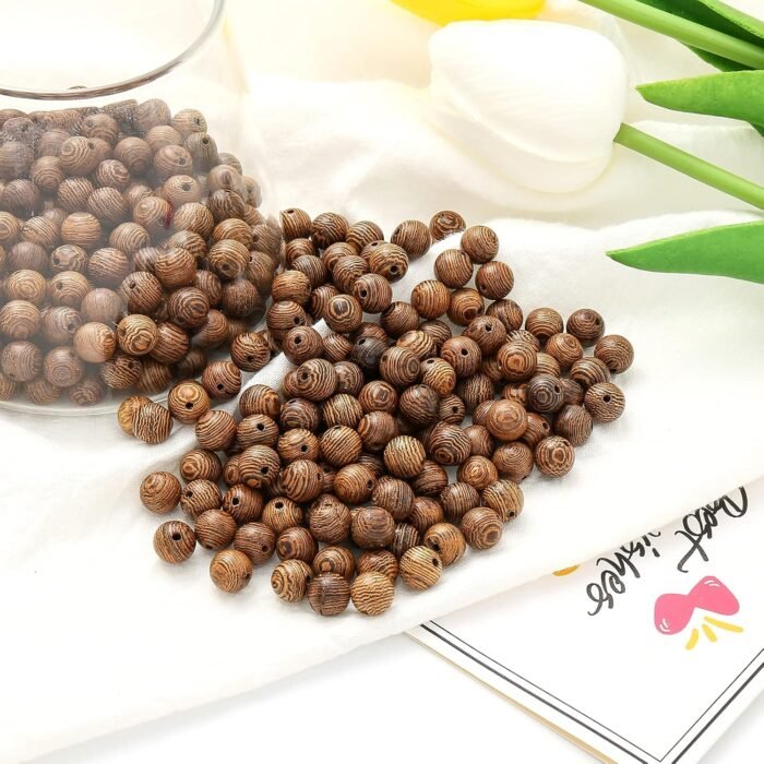 ToBeIT 300Pcs Wooden Beads Dark Brown Wooden Beads for Jewelry Making Round Bead... - Image 3