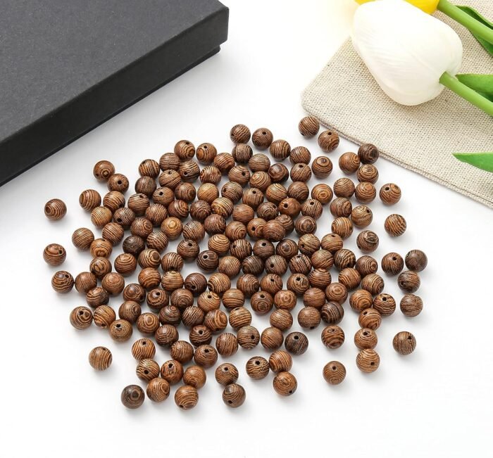 ToBeIT 300Pcs Wooden Beads Dark Brown Wooden Beads for Jewelry Making Round Bead... - Image 4