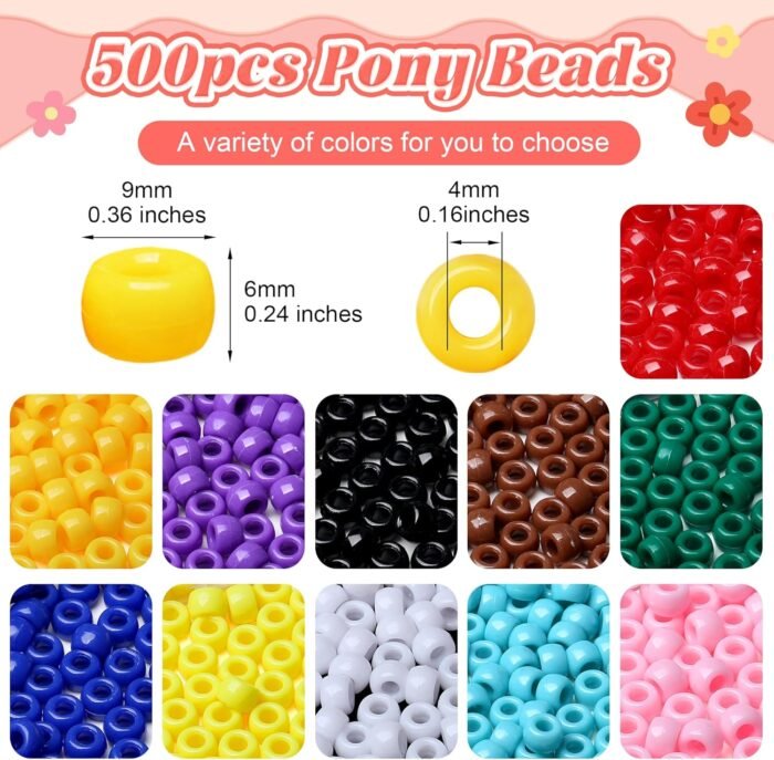 XIANNVXI Purple Pony Beads Bulk 500Pcs 9mm Purple Pony Beads for Friendship Brac... - Image 4