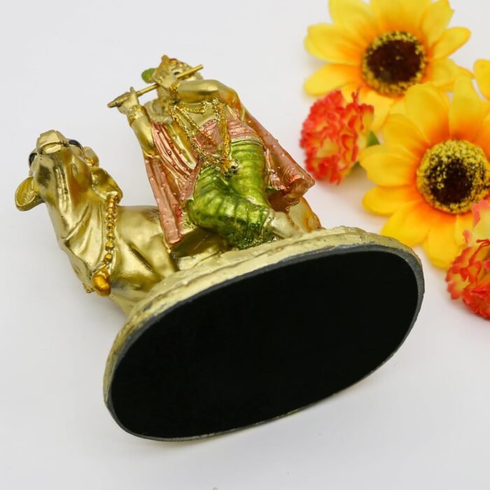 alikiki Hindu God Lord Krishna Statue - 5.3“H Baby Krishna Idol w/Cow Nandi Stat... - Image 6