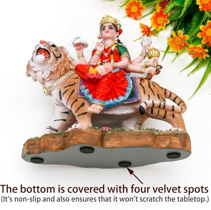 Hindu Goddess Durga Statue Big - 8.5” Indian God Durga MATA Idol on Tiger Statue... - Image 5
