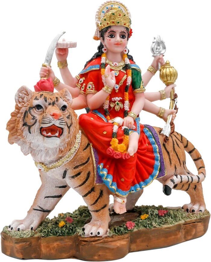 Hindu Goddess Durga Statue Big - 8.5” Indian God Durga MATA Idol on Tiger Statue... - Image 7
