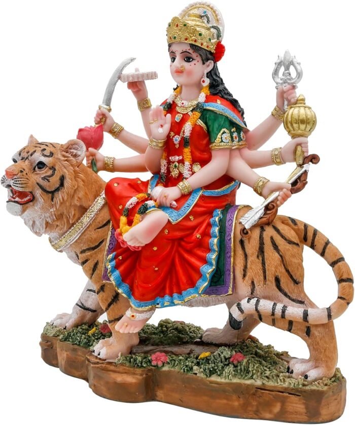 Hindu Goddess Durga Statue Big - 8.5” Indian God Durga MATA Idol on Tiger Statue... - Image 9