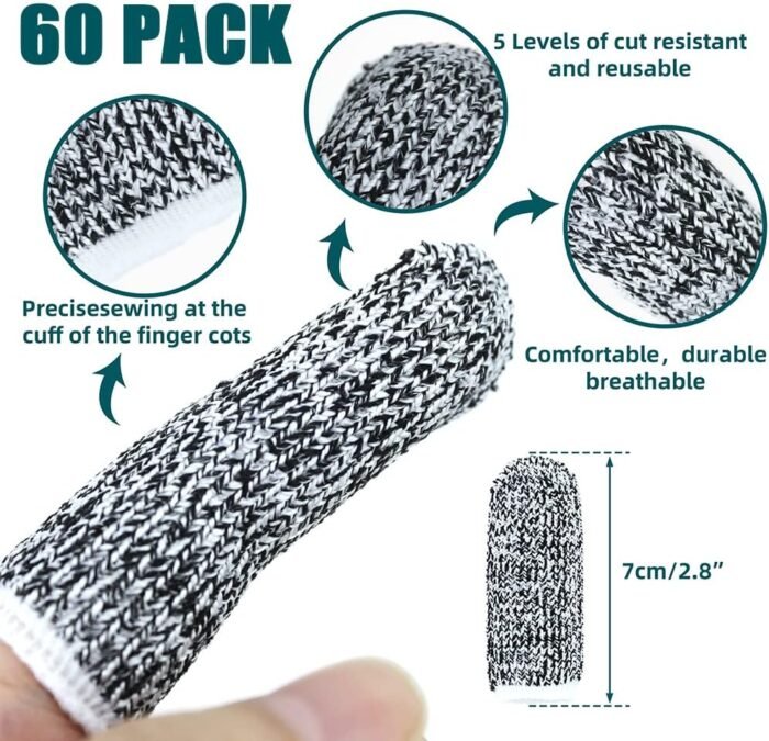 60 pcs Finger Cots Cut Resistant Protector Cut-Resistant Finger Covers, Anti-Cut... - Image 3