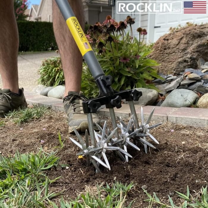 Rocklin Rotary Cultivator Tool - 60” Extra Long Handle - Reinforced Tines - Rese... - Image 3