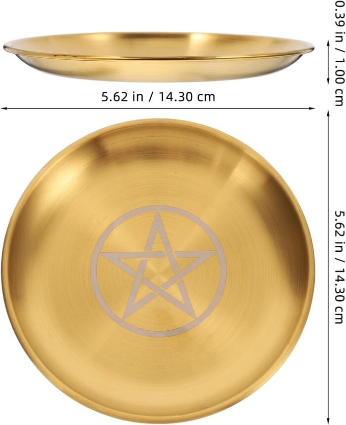 Angoily Bed Side Table Tray, Altar Plate Candle Holder, Ritual Burning Incense O... - Image 3