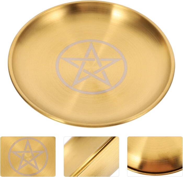 Angoily Bed Side Table Tray, Altar Plate Candle Holder, Ritual Burning Incense O... - Image 4