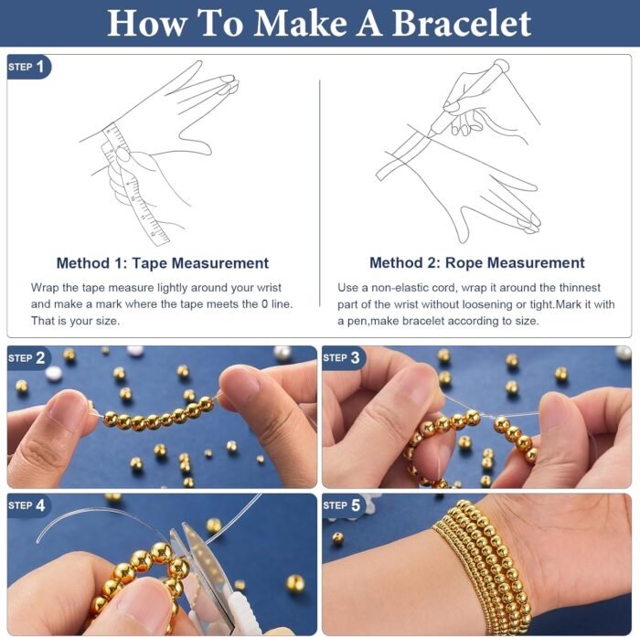 300pcs 18K Gold Filled Beads for Bracelets 3mm Round Smooth Spacer Mini Seamless... - Image 7