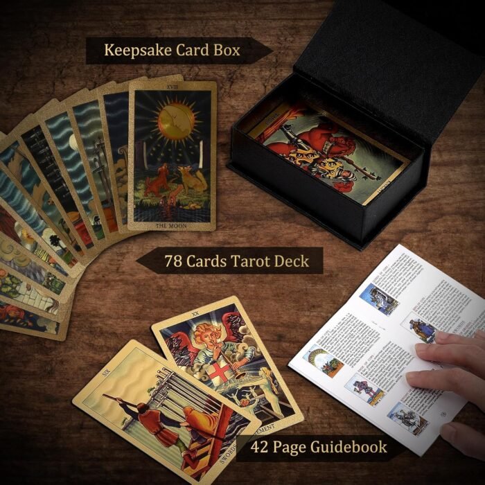 78 Tarot Cards with Guide Book,Rider Waite Tarot Deck,Gold Foil Tarot Cards Deck... - Image 6