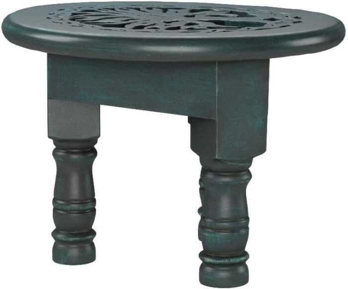 New Age Imports Round Tree of Life Altar Table, Rustic Green, Magenta - Image 3