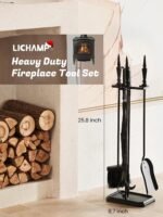 Lichamp Gothic Fireplace Tools Set, 5-Pieces Indoor Outdoor Sturdy Fire Place Po... - Image 3