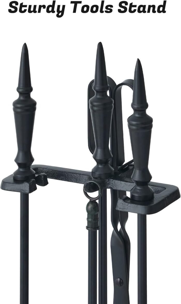 Lichamp Gothic Fireplace Tools Set, 5-Pieces Indoor Outdoor Sturdy Fire Place Po... - Image 7