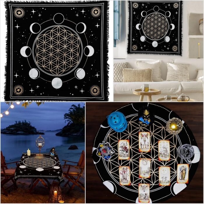 Indian Consigners Altar Cloth Phases of Moon Sun, Star & Moon Universe Premium W... - Image 3