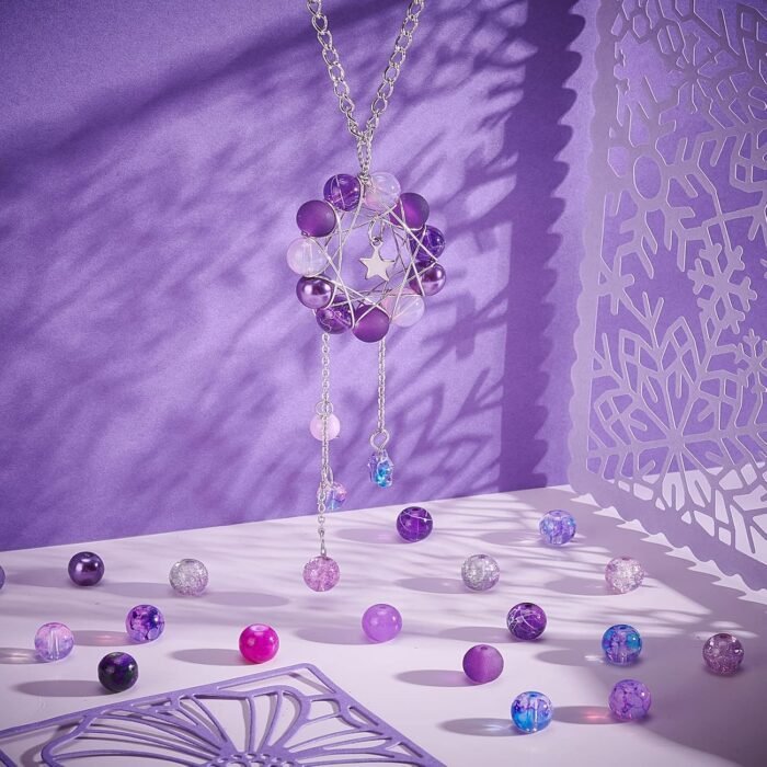 PH PandaHall 720pcs 8mm Purple Glass Beads 24 Color Round Bracelet Beads Loose C... - Image 3