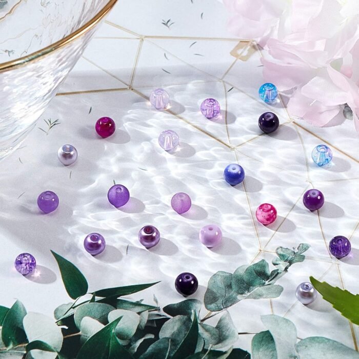 PH PandaHall 720pcs 8mm Purple Glass Beads 24 Color Round Bracelet Beads Loose C... - Image 5